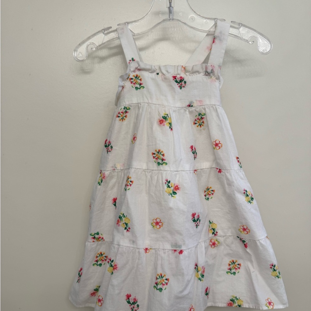 Janie and Jack White Dress with Floral Embroidery
